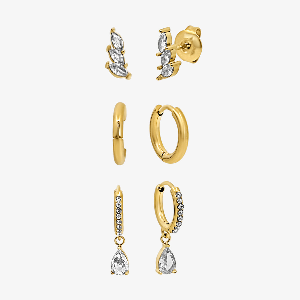 Ensemble de 3 paires de boucles d’oreilles Sweet Sparkle