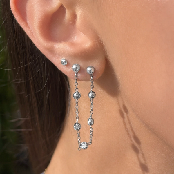Shimmer Chain Stud Earring - EVRYJEWELS
