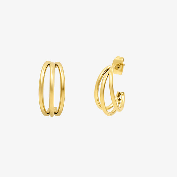 Triple Charm Hoop Earrings