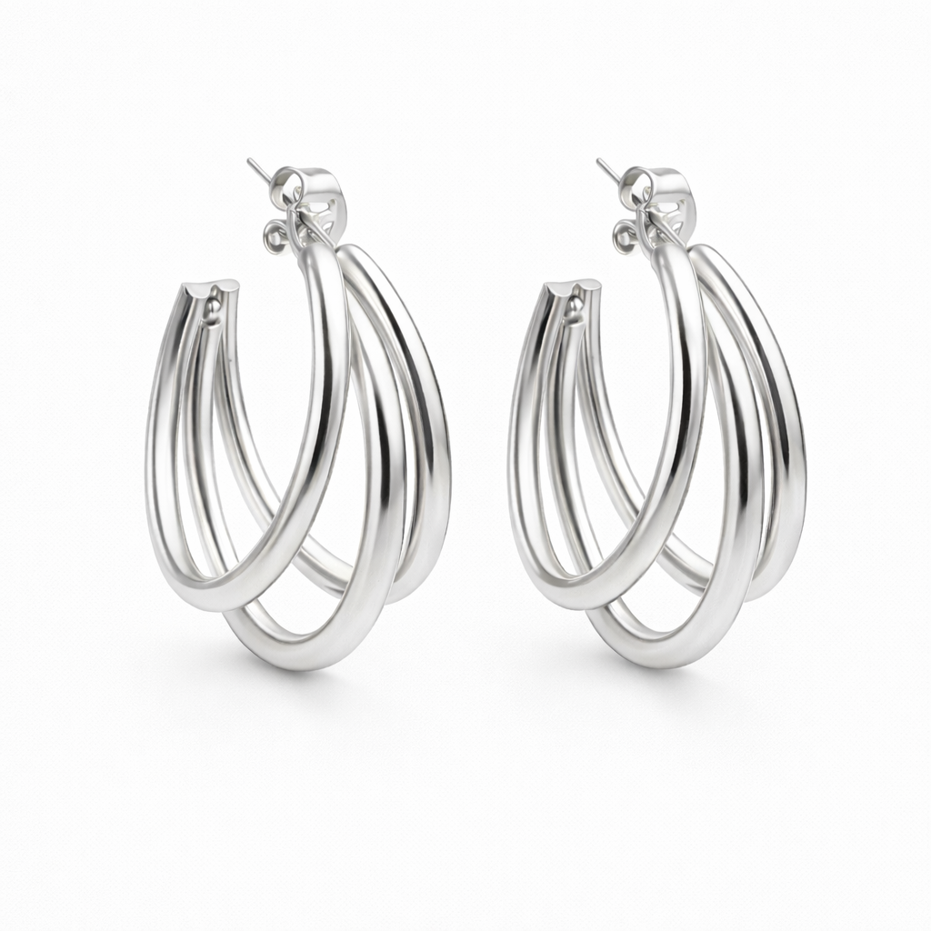 Triple Charm Hoop Earrings