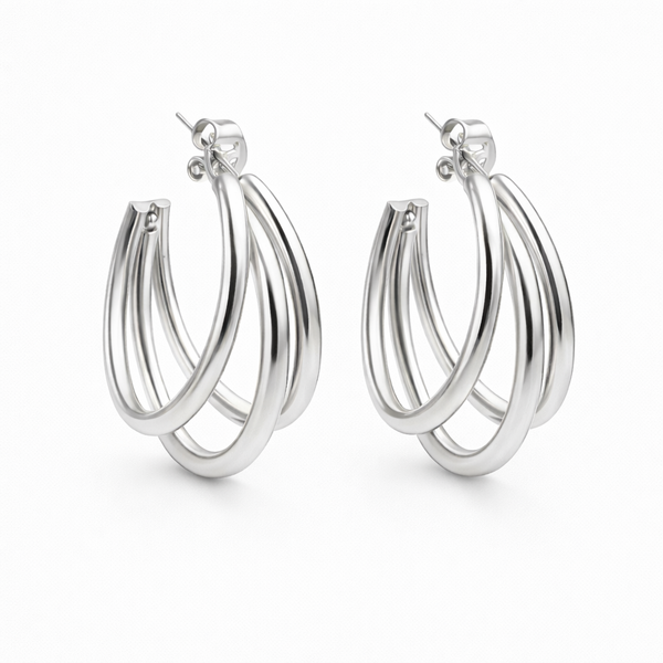 Triple Charm Hoop Earrings