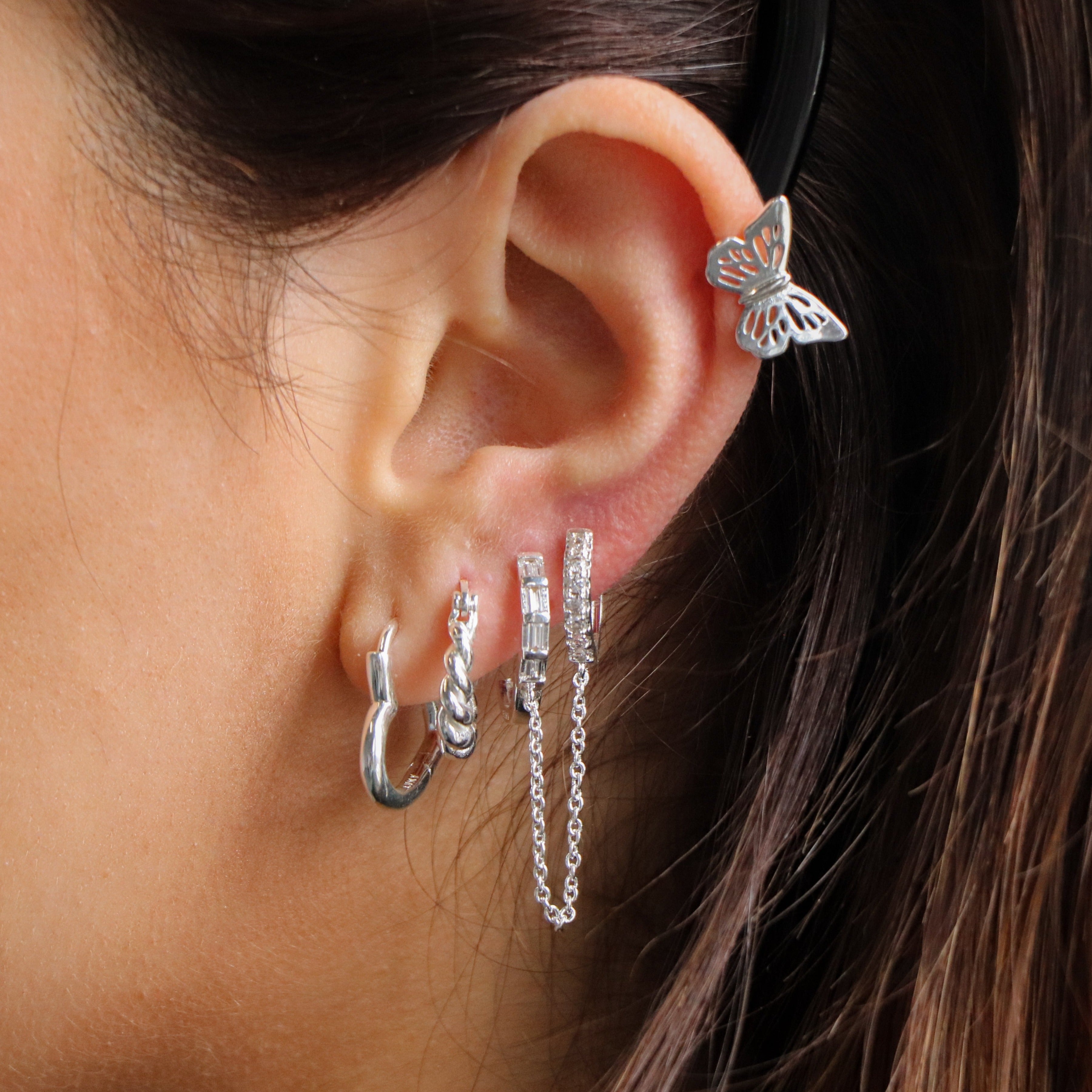 Amazon.com: 14K Rose Gold Double Wire Ear Cuff Ear Wrap Cartilage Threaded  Stud Earring Upper Ear Piercing Hypoallergenic: Clothing, Shoes & Jewelry